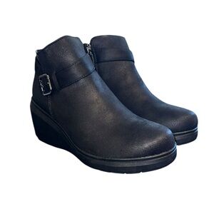 BOBS from Skechers Black Wedge Ankle Booties